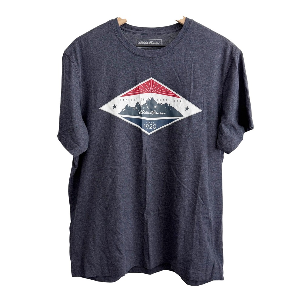 Eddie Bauer Expedition Outfitter Mountain T-Shirt Blue Large Outdoor Gorpcore